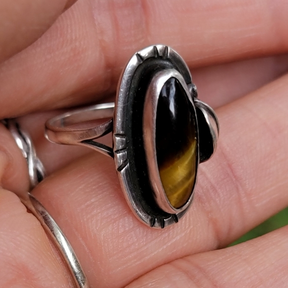 Artisan 925 sterling silver tiger's eye handcrafted ring size 6.5 - Picture 14 of 17